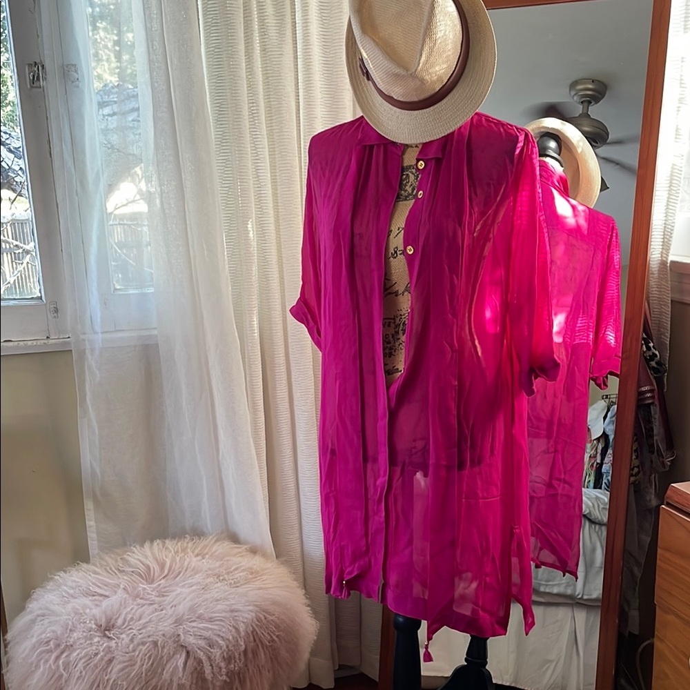 Trina Turk Vibrant Pink Sheer Cover-Up